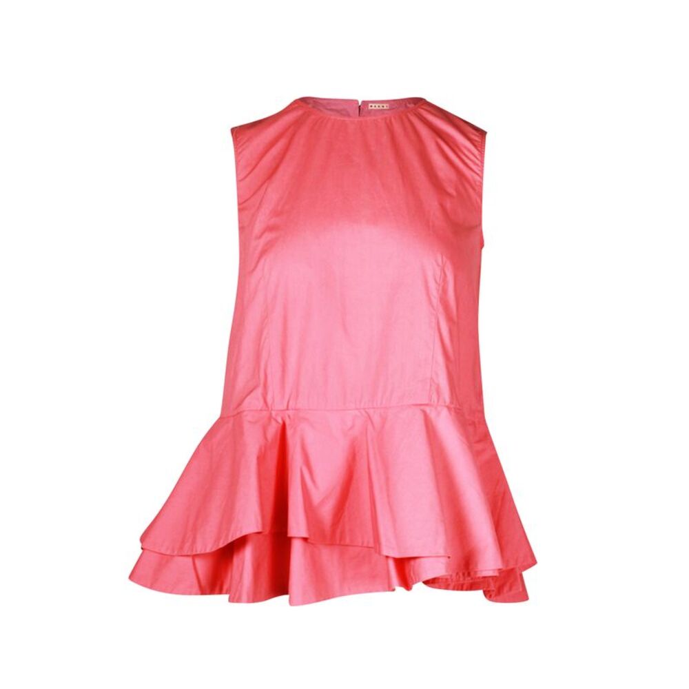 Marni Sleeveless Asymmetric Peplum Top in Pink Cotton
